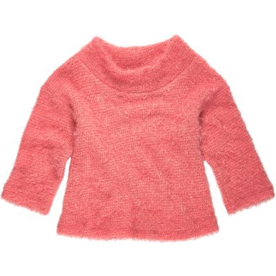Mini girls pink cowl neck jumper